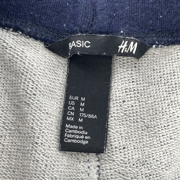 H&M Basic Mens Blue Drawstring Raw Hem Shorts Cotton Blend Medium - Picture 2 of 11